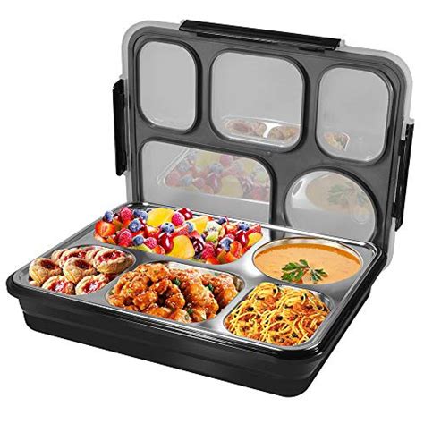 large black metal lunch box|metal compartment lunch box.